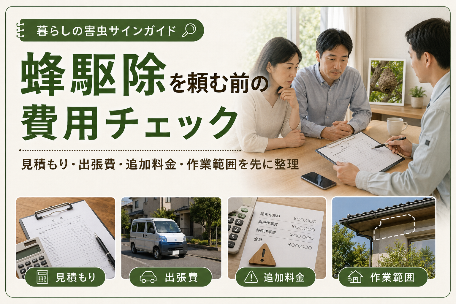 蜂駆除 高額請求の安全確認イメージ